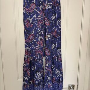 Angie Blue and Purple Paisley Wide Leg Jumpsuit